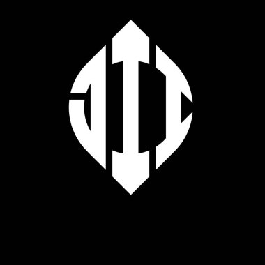 Daire ve elips şekilli JII daire harf logosu tasarımı. Typographic tarzında JII elips harfleri. Üç baş harf daire şeklinde bir logo oluşturuyor. JII Çember Amblemi Soyut Monogram Harf İşaretleyici Vektörü.