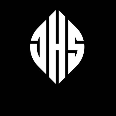 Çember ve elips şekilli JHS daire harf logosu tasarımı. Tipografik biçimli JHS elips harfleri. Üç baş harf daire şeklinde bir logo oluşturuyor. JHS Çember Amblemi Soyut Monogram Harf İşaretleyici Vektörü.
