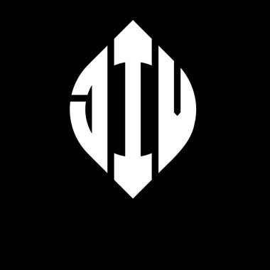 Dairesel ve elips şekilli JIV daire harf logosu tasarımı. Typographic tarzında JIV elips harfleri. Üç baş harf daire şeklinde bir logo oluşturuyor. JIV Çember Amblemi Soyut Monogram Harf İşaretleme Vektörü.
