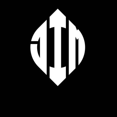 Çember ve elips şekilli Jim Circle harf logosu tasarımı. Typographic tarzında JIM elips harfleri. Üç baş harf daire şeklinde bir logo oluşturuyor. JIM Çemberi Amblemi Soyut Monogram Harf İşaretleyici Vektörü.