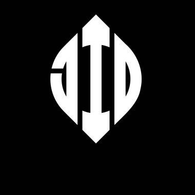 Çember ve elips şekilli JIO daire harf logosu tasarımı. Typographic tarzında JIO elips harfleri. Üç baş harf daire şeklinde bir logo oluşturuyor. JIO Çember Amblemi Soyut Monogram Harf İşaretleyici Vektörü.