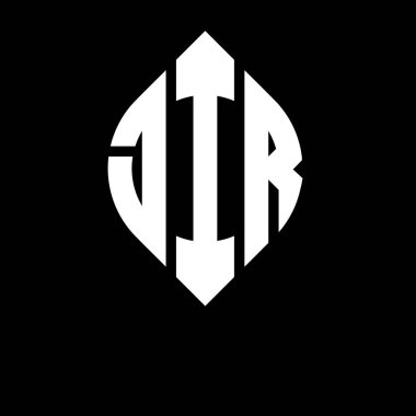 Daire ve elips şekilli JIR daire harf logosu tasarımı. Typographic tarzında JIR elips harfleri. Üç baş harf daire şeklinde bir logo oluşturuyor. JIR Çemberi Amblemi Soyut Monogram Harf İşaretleme Vektörü.