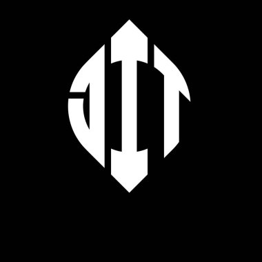 Daire ve elips şekilli JIT daire harf logosu tasarımı. Tipografik biçimli JIT elips harfleri. Üç baş harf daire şeklinde bir logo oluşturuyor. JIT Çemberi Amblemi Soyut Monogram Harf İşaretleme Vektörü.