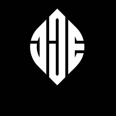 Çember ve elips şekilli JJE daire harf logosu tasarımı. Tipografik tarzda JJE elips harfleri. Üç baş harf daire şeklinde bir logo oluşturuyor. JJE Çember Amblemi Soyut Monogram Harf İşaretleyici Vektörü.