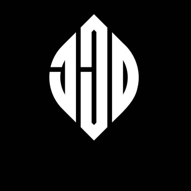 Çember ve elips şekilli JJO yuvarlak harf logosu tasarımı. Typographic tarzında JJO elips harfleri. Üç baş harf daire şeklinde bir logo oluşturuyor. JJO Çember Amblemi Soyut Monogram Harf İşaretleyici Vektörü.