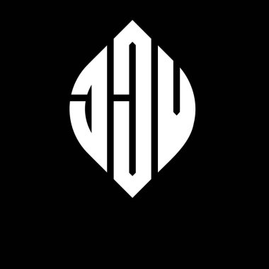 Dairesel ve elips şekilli JJV daire harf logosu tasarımı. Tipografik biçimli JJV elips harfleri. Üç baş harf daire şeklinde bir logo oluşturuyor. JJV Çember Amblemi Soyut Monogram Harf İşaretleyici Vektörü.
