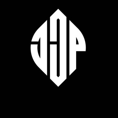 Çember ve elips şekilli JJP daire harf logosu tasarımı. Tipografik biçimli JJP elips harfleri. Üç baş harf daire şeklinde bir logo oluşturuyor. JJP Çember Amblemi Soyut Monogram Harf İşaretleyici Vektörü.