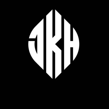 Daire ve elips şekilli JKH daire harf logosu tasarımı. Tipografik biçimli JKH elips harfleri. Üç baş harf daire şeklinde bir logo oluşturuyor. JKH Çember Amblemi Soyut Monogram Harf İşaretleyici Vektörü.