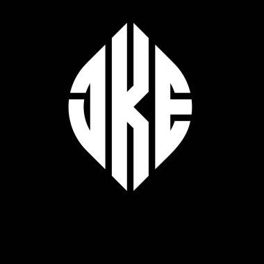Çember ve elips şekilli JKE daire harf logosu tasarımı. Tipografik biçimli JKE elips harfleri. Üç baş harf daire şeklinde bir logo oluşturuyor. JKE Çemberi Amblemi Soyut Monogram Harf İşaretleyici Vektörü.