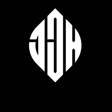 Çember ve elips şekilli JJX daire harf logosu tasarımı. Tipografik tarzda JJX elips harfleri. Üç baş harf daire şeklinde bir logo oluşturuyor. JJX Çember Amblemi Soyut Monogram Harf İşaretleyici Vektörü.