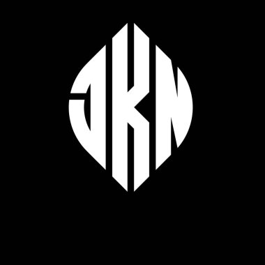 Daire ve elips şekilli JKN daire harf logosu tasarımı. Tipografik biçimli JKN elips harfleri. Üç baş harf daire şeklinde bir logo oluşturuyor. JKN Çember Amblemi Soyut Monogram Harf İşaretleyici Vektörü.