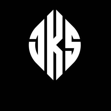 Çember ve elips şekilli JKS daire harf logosu tasarımı. Tipografik biçimli JKS elips harfleri. Üç baş harf daire şeklinde bir logo oluşturuyor. JKS Çemberi Amblemi Soyut Monogram Harf İşaretleyici Vektörü.