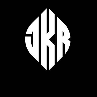 Daire ve elips şekilli JKR daire harf logosu tasarımı. Tipografik biçimli JKR elips harfleri. Üç baş harf daire şeklinde bir logo oluşturuyor. JKR Çember Amblemi Soyut Monogram Harf İşaretleyici Vektörü.