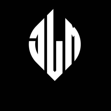 Daire ve elips şekilli JLM daire harf logosu tasarımı. Tipografik biçimli JLM elips harfleri. Üç baş harf daire şeklinde bir logo oluşturuyor. JLM Çember Amblemi Soyut Monogram Harf İşaretleyici Vektörü.