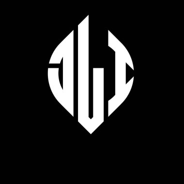Çember ve elips şekilli JLI daire harf logosu tasarımı. JLI elips harfleri tipografik tarzda. Üç baş harf daire şeklinde bir logo oluşturuyor. JLI Çember Amblemi Soyut Monogram Harf İşaretleyici Vektörü.