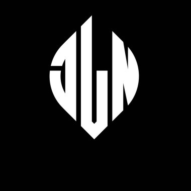 Daire ve elips şekilli JLN daire harf logosu tasarımı. Tipografik biçimli JLN elips harfleri. Üç baş harf daire şeklinde bir logo oluşturuyor. JLN Çember Amblemi Soyut Monogram Harf İşaretleyici Vektörü.
