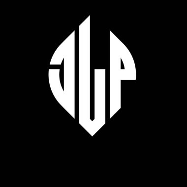 Çember ve elips şekilli JLP daire harf logosu tasarımı. Tipografik biçimli JLP elips harfleri. Üç baş harf daire şeklinde bir logo oluşturuyor. JLP Çember Amblemi Soyut Monogram Harf İşaretleyici Vektörü.