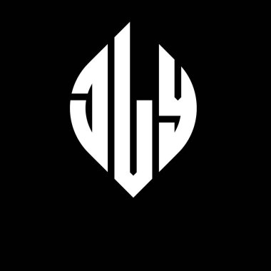 Çember ve elips şekilli JLY daire harf logosu tasarımı. Tipografik biçimli JLY elips harfleri. Üç baş harf daire şeklinde bir logo oluşturuyor. JLY Çember Amblemi Soyut Monogram Harf İşaretleyici Vektörü.