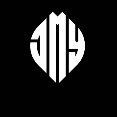 Çember ve elips şekilli JMY yuvarlak harf logosu tasarımı. Tipografik şekilli elips harfler. Üç baş harf daire şeklinde bir logo oluşturuyor. JMY Çemberi Amblemi Soyut Monogram Harf İşaretleme Vektörü.