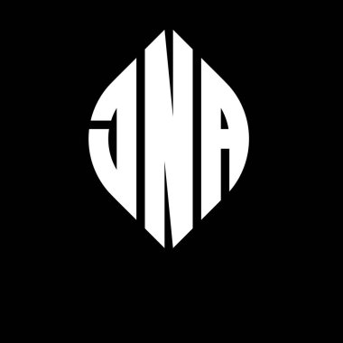 Çember ve elips şekilli JNA daire harf logosu tasarımı. Typographic tarzı JNA elips harfleri. Üç baş harf daire şeklinde bir logo oluşturuyor. JNA Çemberi Amblemi Soyut Monogram Harf İşaretleme Vektörü.