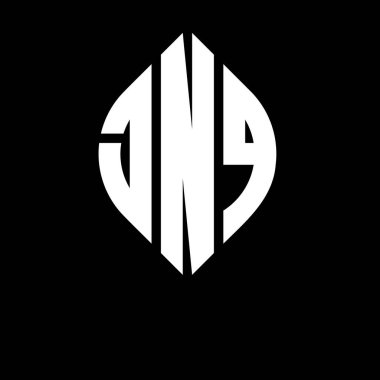 Daire ve elips şekilli JNQ daire harf logosu tasarımı. Tipografik tarzda JNQ elips harfleri. Üç baş harf daire şeklinde bir logo oluşturuyor. JNQ Çember Amblemi Soyut Monogram Harf İşaretleyici Vektörü.