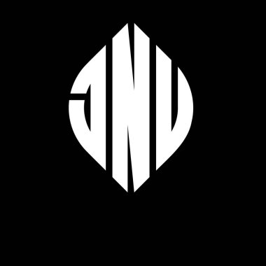 Daire ve elips şekilli JNU daire harf logosu tasarımı. Typographic tarzında JNU elips harfleri. Üç baş harf daire şeklinde bir logo oluşturuyor. JNU Çember Amblemi Soyut Monogram Harf İşaretleyici Vektörü.