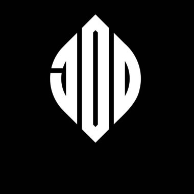 Çember ve elips şekilli JOD daire harf logosu tasarımı. Tipografik şekilli JOD elips harfleri. Üç baş harf daire şeklinde bir logo oluşturuyor. JOD Çemberi Amblemi Soyut Monogram Harf İşaretleyici Vektörü.