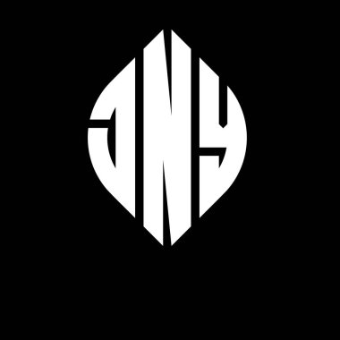 Çember ve elips şekilli JNY daire harf logosu tasarımı. Tipografik şekilli JNY elips harfleri. Üç baş harf daire şeklinde bir logo oluşturuyor. JNY Çember Amblemi Soyut Monogram Harf İşaretleyici Vektörü.