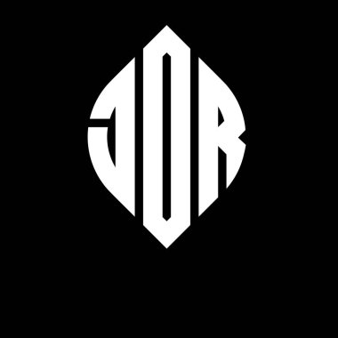 Çember ve elips şekilli JOR daire harf logosu tasarımı. Typographic tarzı JOR elips harfleri. Üç baş harf daire şeklinde bir logo oluşturuyor. JOR Çemberi Amblemi Soyut Monogram Harf İşaretleyici Vektörü.