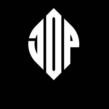 Çember ve elips şekilli JOP daire harf logosu tasarımı. Tipografik biçimli JOP elips harfleri. Üç baş harf daire şeklinde bir logo oluşturuyor. JOP Çember Amblemi Soyut Monogram Harf İşaretleyici Vektörü.