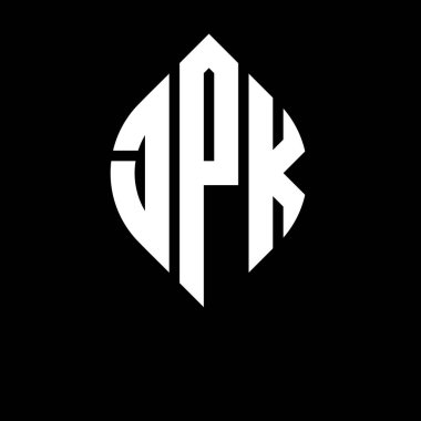 Çember ve elips şekilli JPK daire harf logosu tasarımı. Tipografik biçimli JPK elips harfleri. Üç baş harf daire şeklinde bir logo oluşturuyor. JPK Çember Amblemi Soyut Monogram Harf İşaretleyici Vektörü.