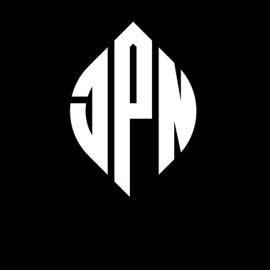 Dairesel ve elips şekilli JPN daire harfli logo tasarımı. Tipografik biçimli JPN elips harfleri. Üç baş harf daire şeklinde bir logo oluşturuyor. JPN Çember Amblemi Soyut Monogram Harf İşaretleyici Vektörü.