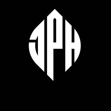 Çember ve elips şekilli JPH daire harf logosu tasarımı. Tipografik biçimli JPH elips harfleri. Üç baş harf daire şeklinde bir logo oluşturuyor. JPH Çember Amblemi Soyut Monogram Harf İşaretleyici Vektörü.