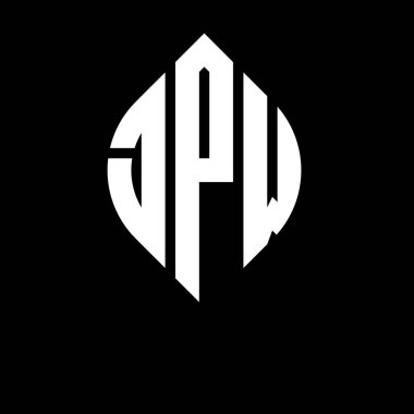 Çember ve elips şekilli JPW daire harf logosu tasarımı. Tipografik biçimli JPW elips harfleri. Üç baş harf daire şeklinde bir logo oluşturuyor. JPW Çember Amblemi Soyut Monogram Harf İşaretleyici Vektörü.