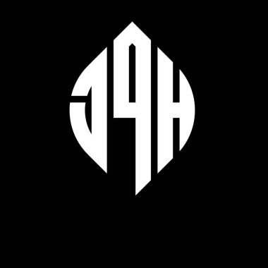 Çember ve elips şekilli JQH daire harf logosu tasarımı. Tipografik tarzda JQH elips harfleri. Üç baş harf daire şeklinde bir logo oluşturuyor. JQH Çember Amblemi Soyut Monogram Harf İşaretleyici Vektörü.