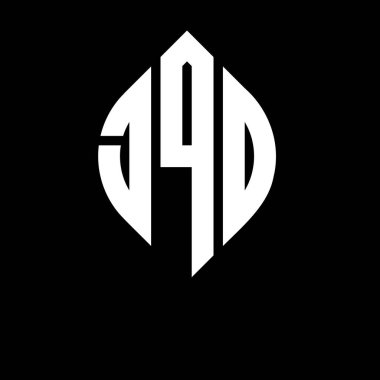 Çember ve elips şekilli JQO daire harf logosu tasarımı. Tipografik biçimli JQO elips harfleri. Üç baş harf daire şeklinde bir logo oluşturuyor. JQO Çember Amblemi Soyut Monogram Harf İşaretleyici Vektörü.