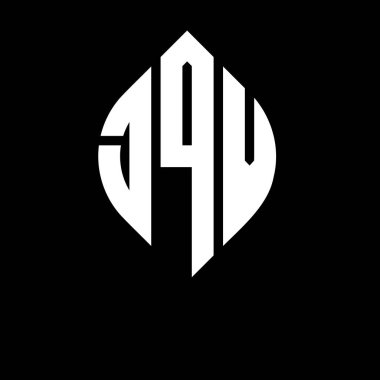 Dairesel ve elips şekilli JQV daire harf logosu tasarımı. Tipografik tarzda JQV elips harfleri. Üç baş harf daire şeklinde bir logo oluşturuyor. JQV Çember Amblemi Soyut Monogram Harf İşaretleyici Vektörü.