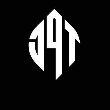 Çember ve elips şekilli JQT daire harf logosu tasarımı. Tipografik tarzda JQT elips harfleri. Üç baş harf daire şeklinde bir logo oluşturuyor. JQT Çember Amblemi Soyut Monogram Harf İşaretleyici Vektörü.