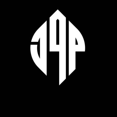 Çember ve elips şekilli JQP daire harf logosu tasarımı. Tipografik biçimli JQP elips harfleri. Üç baş harf daire şeklinde bir logo oluşturuyor. JQP Çember Amblemi Soyut Monogram Harf İşaretleyici Vektörü.