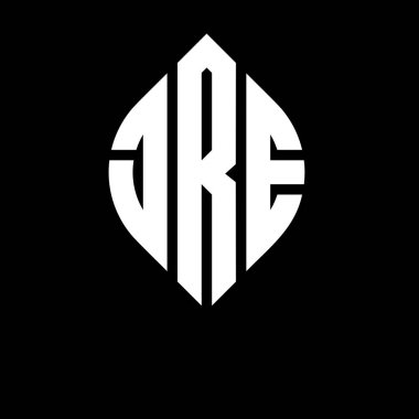 Daire ve elips şekilli JRE daire harf logosu tasarımı. Typographic tarzında JRE elips harfleri. Üç baş harf daire şeklinde bir logo oluşturuyor. JRE Çember Amblemi Soyut Monogram Harf İşaretleme Vektörü.