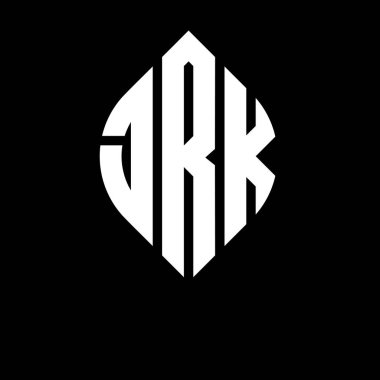 Çember ve elips şekilli JRK daire harf logosu tasarımı. Tipografik biçimli JRK elips harfleri. Üç baş harf daire şeklinde bir logo oluşturuyor. JRK Çember Amblemi Soyut Monogram Harf İşaretleyici Vektörü.