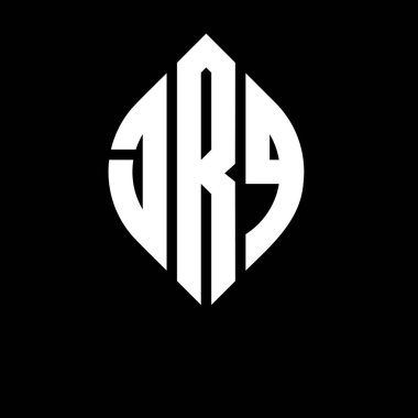 Daire ve elips şekilli JRQ daire harf logosu tasarımı. Tipografik biçimli JRQ elips harfleri. Üç baş harf daire şeklinde bir logo oluşturuyor. JRQ Çember Amblemi Soyut Monogram Harf İşaretleyici Vektörü.