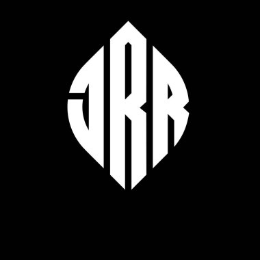 Daire ve elips şekilli JRR daire harf logosu tasarımı. Typographic tarzında JRR elips harfleri. Üç baş harf daire şeklinde bir logo oluşturuyor. JRR Çember Amblemi Soyut Monogram Harf İşaretleyici Vektörü.