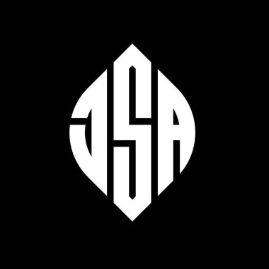 Çember ve elips şekilli JSA daire harf logosu tasarımı. Tipografik şekilli JSA elips harfleri. Üç baş harf daire şeklinde bir logo oluşturuyor. JSA Çemberi Amblemi Soyut Monogram Harf İşaretleme Vektörü.