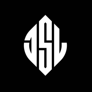 Çember ve elips şekilli JSL daire harf logosu tasarımı. Tipografik biçimli JSL elips harfleri. Üç baş harf daire şeklinde bir logo oluşturuyor. JSL Çember Amblemi Soyut Monogram Harf İşaretleyici Vektörü.