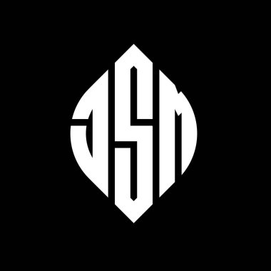 Daire ve elips şekilli JSM daire harf logosu tasarımı. Tipografik biçimli JSM elips harfleri. Üç baş harf daire şeklinde bir logo oluşturuyor. JSM Çember Amblemi Soyut Monogram Harf İşaretleyici Vektörü.