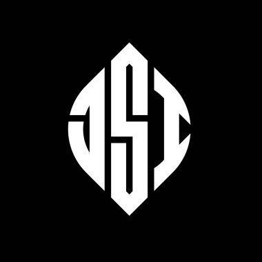 Daire ve elips şekilli JSI daire harf logosu tasarımı. Tipografik biçimli JSI elips harfleri. Üç baş harf daire şeklinde bir logo oluşturuyor. JSI Çemberi Amblemi Soyut Monogram Harf İşaretleyici Vektörü.