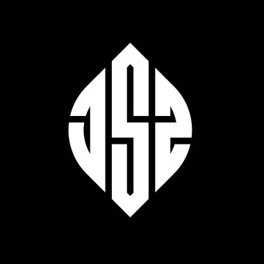 Daire ve elips şekilli JSZ daire harf logosu tasarımı. Tipografik biçimli JSZ elips harfleri. Üç baş harf daire şeklinde bir logo oluşturuyor. JSZ Çember Amblemi Soyut Monogram Harf İşaretleyici Vektörü.