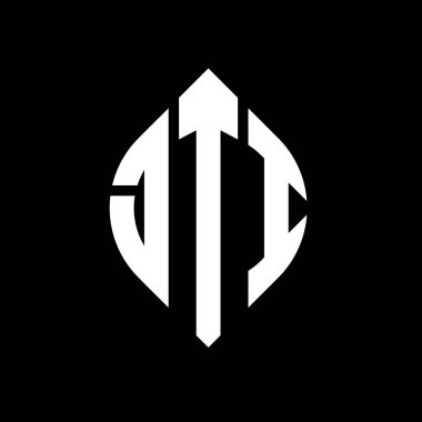 Çember ve elips şekilli JTI daire harf logosu tasarımı. Typographic tarzında elips harfler. Üç baş harf daire şeklinde bir logo oluşturuyor. JTI Çember Amblemi Soyut Monogram Harf İşaretleyici Vektörü.