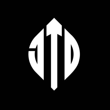 Çember ve elips şekilli JTO harf logosu tasarımı. Typographic tarzında elips harfler. Üç baş harf daire şeklinde bir logo oluşturuyor. JTO Çember Amblemi Soyut Monogram Harf İşaretleme Vektörü.